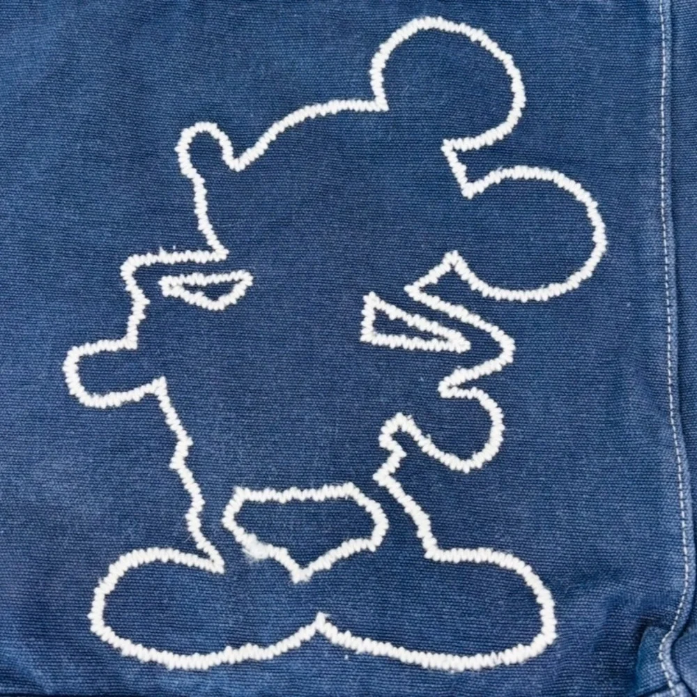 Disneyland Resort Blue Canvas Tote Bag with Embroidered Mickey Mouse Silhouette